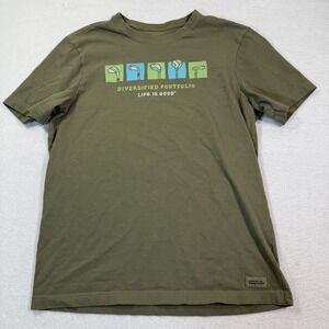 Life Is‎ Good Shirt Men M Green Crusher Tee Golf Clubs Olive Outdoor Sport